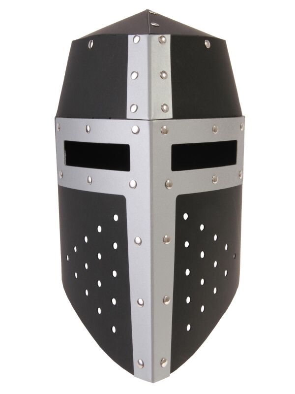 Helm Aragon el gobernante negro/plata, 29x28cm, casco medieval remachado