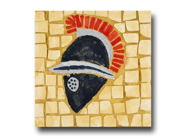 Conjunto de 3 mosaicos, casco de gladiador de Roma...