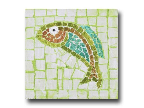 Mosaic set of 3, Rome fish mosaic tile painting, painting pattern