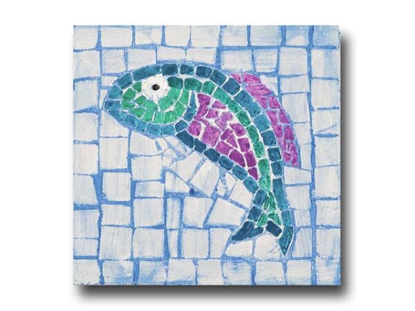 Conjunto de 3 mosaicos, mosaico de peces de Roma, pintura de azulejos, patrón de pintura