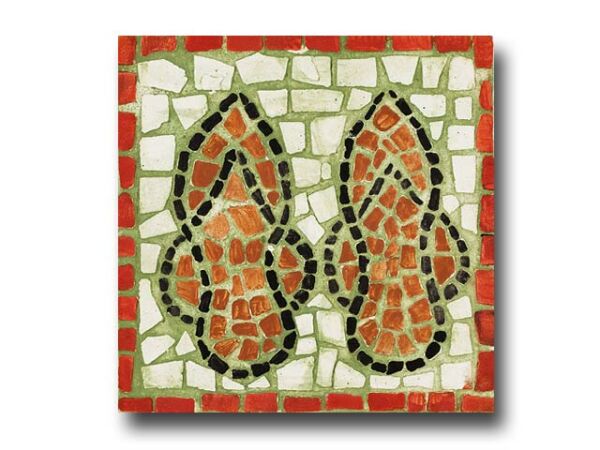Conjunto de 3 mosaicos, zapatos de baño de Roma pintura de mosaicos, patrón de pintura