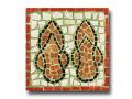 Mosaic set of 3, Rome bathing shoes mosaic tile painting,...