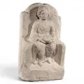 Relief Epona IV assise sur la chaise, divinité des chevaux, décoration murale antique romaine