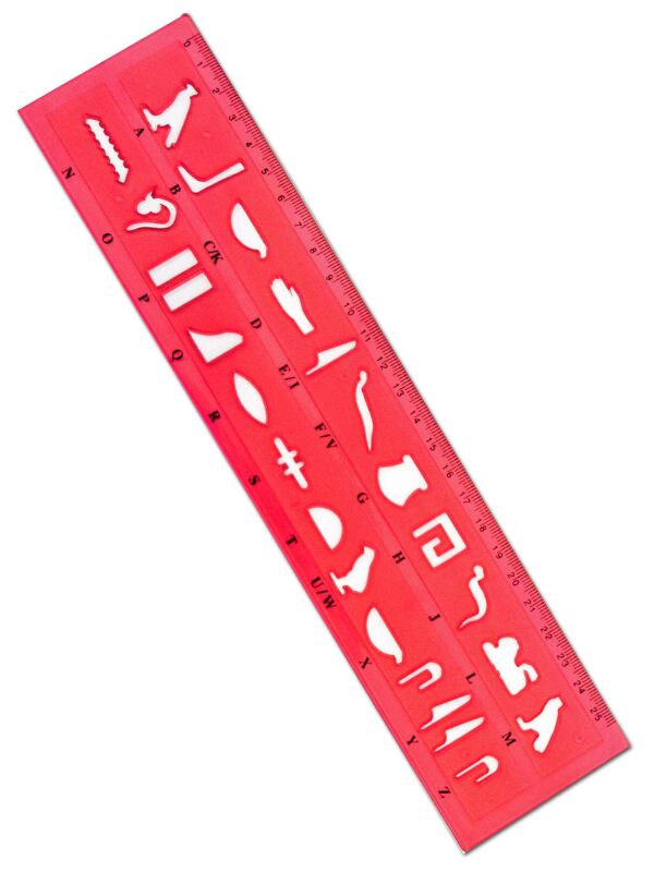 Hieroglyphic stencil Alexandria + ruler set of 4