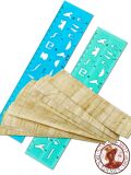 Hieroglyphic stencil Thebes, 2 rulers + 10x papyrus bookmarks