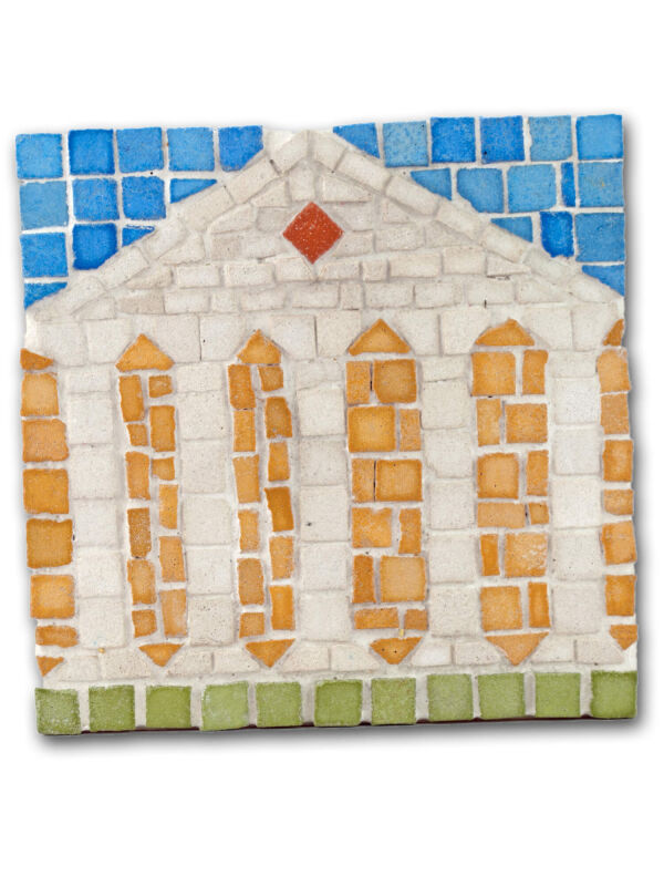 Mosaic painting template temple 14x14cm - 2 pieces