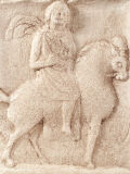 Relieve Epona II diosa gala romana de los caballos, antigua decoración mural romana