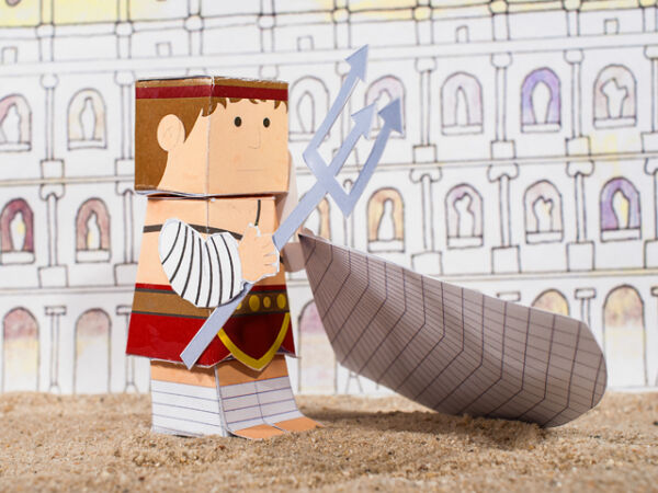Cardboard model making Roman Gladiator Retiarius, Historicals