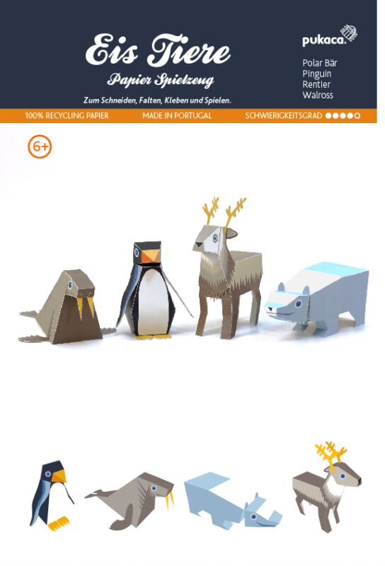 Polar Eis Tiere , DIY Bastelbogen für Papiermodelle, Kartonmodellbau