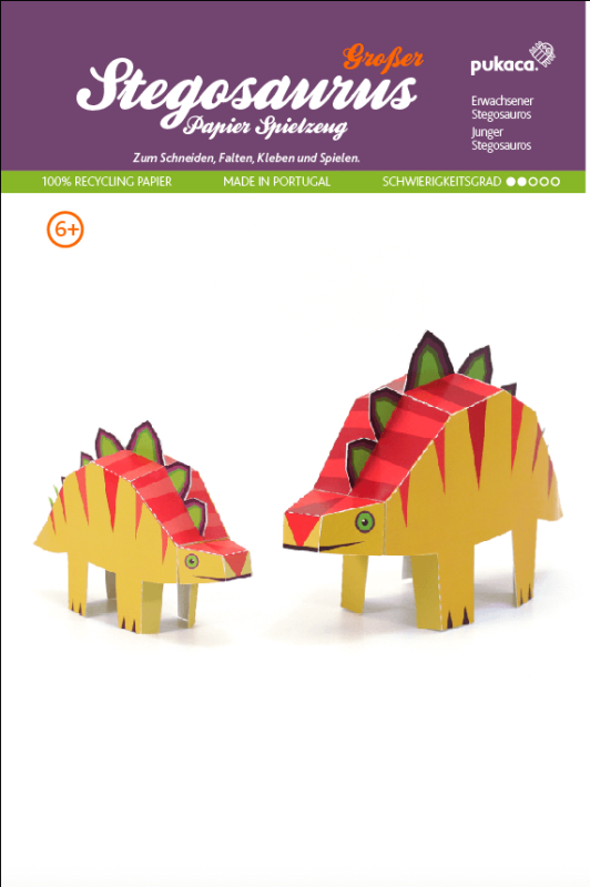Stegosaurus Groß Dinosaurier , DIY Bastelbogen für Papiermodelle, Kartonmodellbau