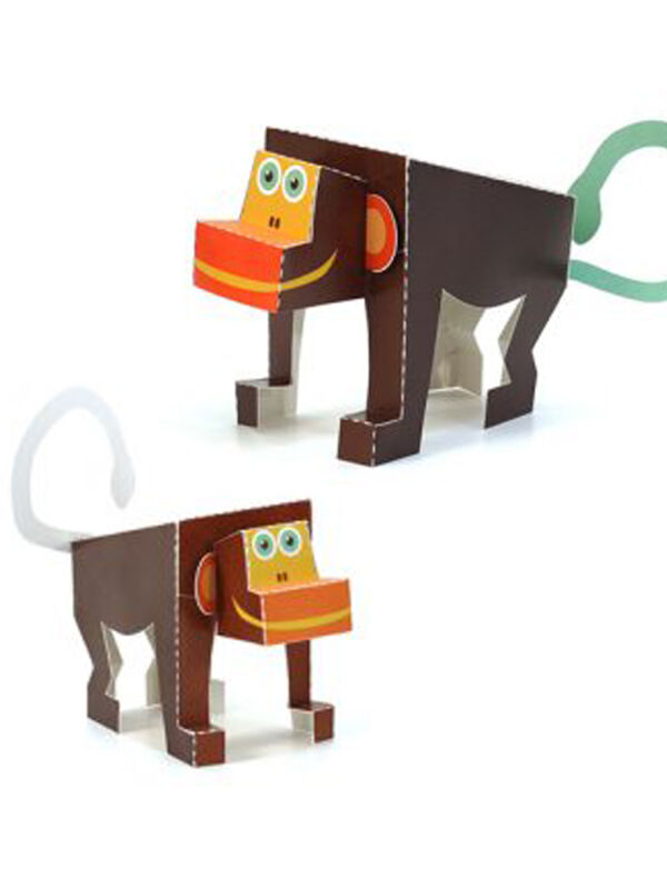 Tiere aus Afrika Affe Groß Papier Spielzeug, DIY Bastelbogen für Papiermodelle, Kartonmodellbau, Papercraft | 100% Recyclingpapier