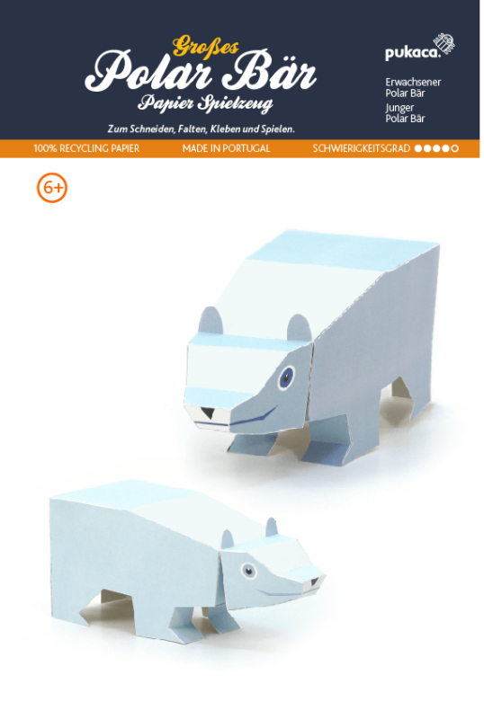 Polartiere Eisbär groß, DIY Bastelbogen für Papiermodelle, Kartonmodellbau, Papercraft | 100% Recyclingpapier