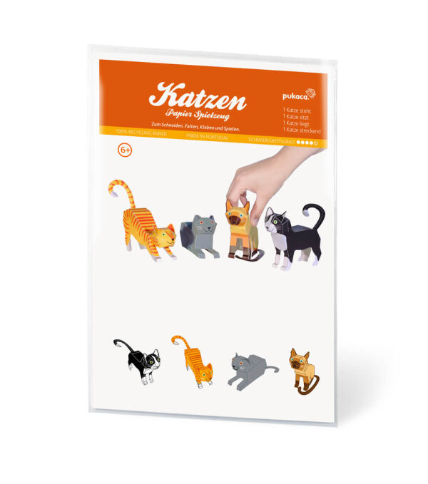 Katzen  , DIY Bastelbogen für Papiermodelle, Kartonmodellbau