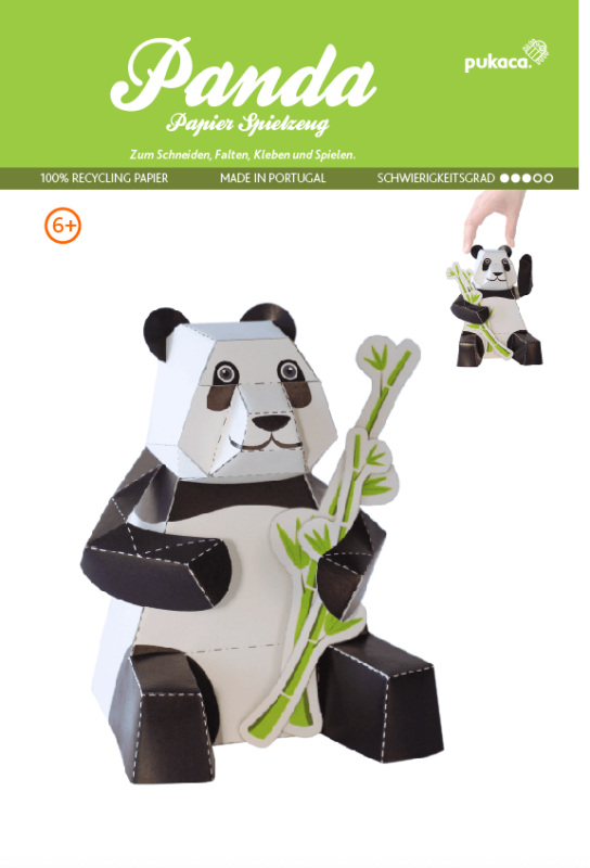 Australische Tiere Panda groß, DIY Bastelbogen für Papiermodelle, Kartonmodellbau, Papercraft | 100% Recyclingpapier