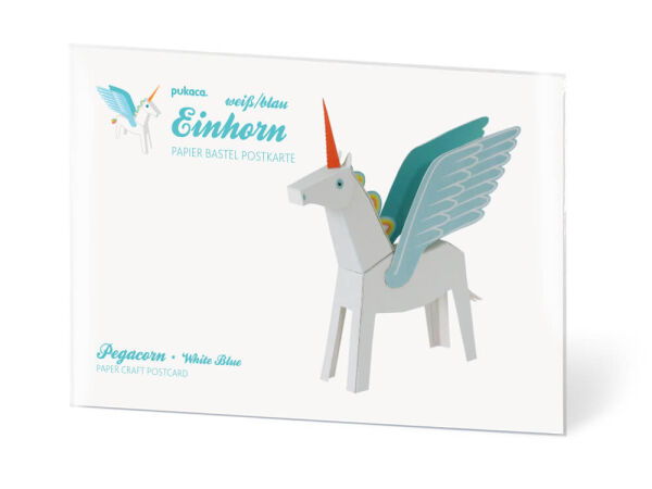 Unicorn white/blue design postcards yourself