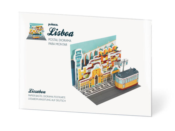 Tarjetas postales de artesanía de diorama de Lisboa,...