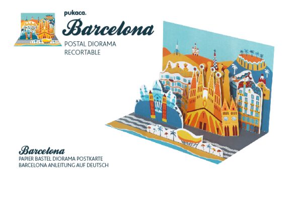 Tarjetas postales de artesanía de diorama de Barcelona, importante ciudad museo