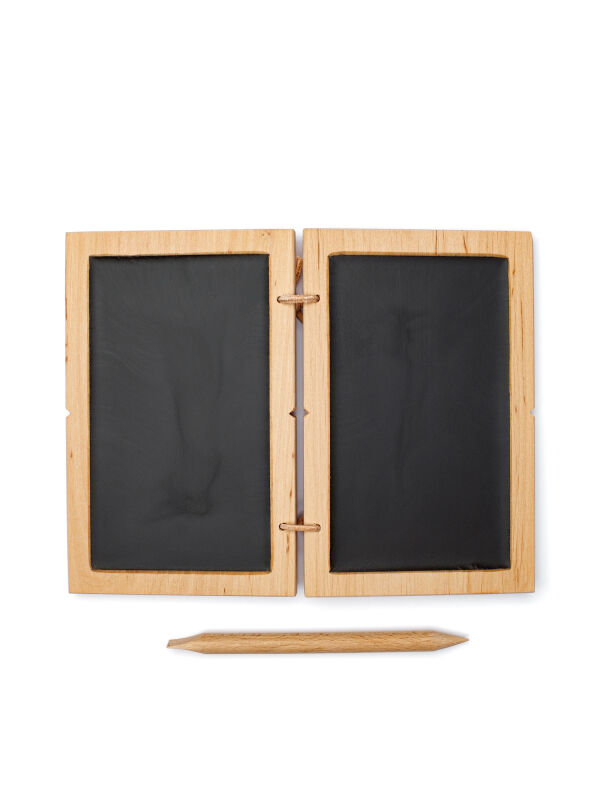 Wax tablet 14x9cm, diptych Victoria, black double writing tablet with wooden pen, Roman medieval Viking reenactment