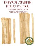 Tira de producción de papiro Amosis, para 25 hojas de papiro Juego de hojas de papiro para la clase, incl. 2 hojas de artesanía Senador y maestro con rollo de papiro