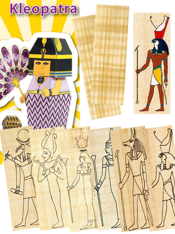 Lesezeichen basteln 6+2 Set ägyptische Götter, Unterrichtsmaterial Geschichte