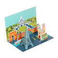 Tarjetas postales de artesanía de dioramas de París, importante ciudad de museos