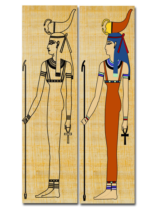 Lesezeichen gestalten Ägypten Göttin Selket echter Papyrus