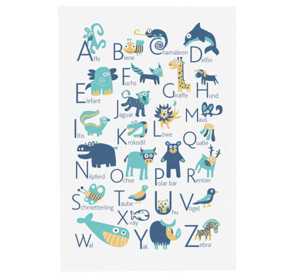 Poster ABC Animaux, Affiche Images, Bleu