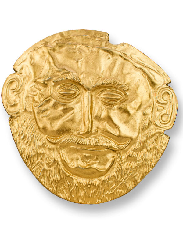 Relieve Máscara de Agamenón, color dorado, 15x15cm, Líder de los griegos en la guerra de Troya