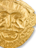 Máscara de Agamenón en relieve, dorada, 15x15cm, líder de los griegos en la guerra de Troya