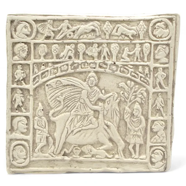 Relief Mithras Kultbild, römisch-persischer Mysteriengott der Soldaten, Wandbild Replik 10x10cm