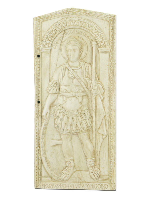 Wax tablet 30x13cm, diptych Honorius, replica of an antique ivory tablet