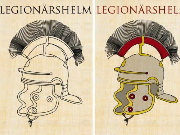 Coloring Templates Romans Legionary Helmet, 20x15cm Coloring Image On Real Papyrus