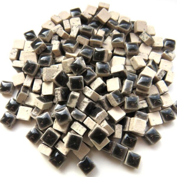 Mosaic tiles mini anthracite metallic glazed, 5 x 5 x 3 mm, approx. 250 pieces,Charcoal