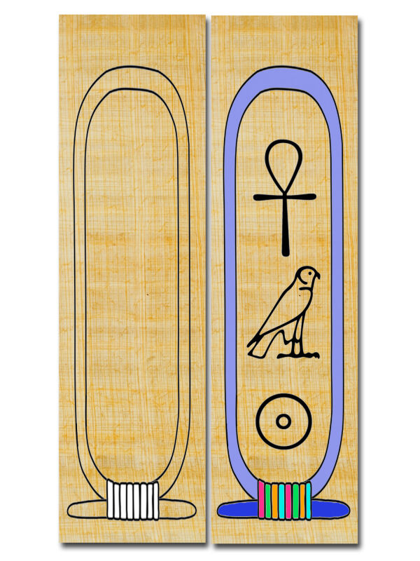 Bookmarks design Egypt cartouche of kings / pharaohs real papyrus