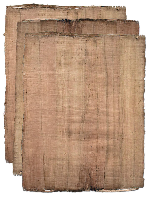 Papyrus leaves 32x22cm antique, 3 leaves natural edge,...