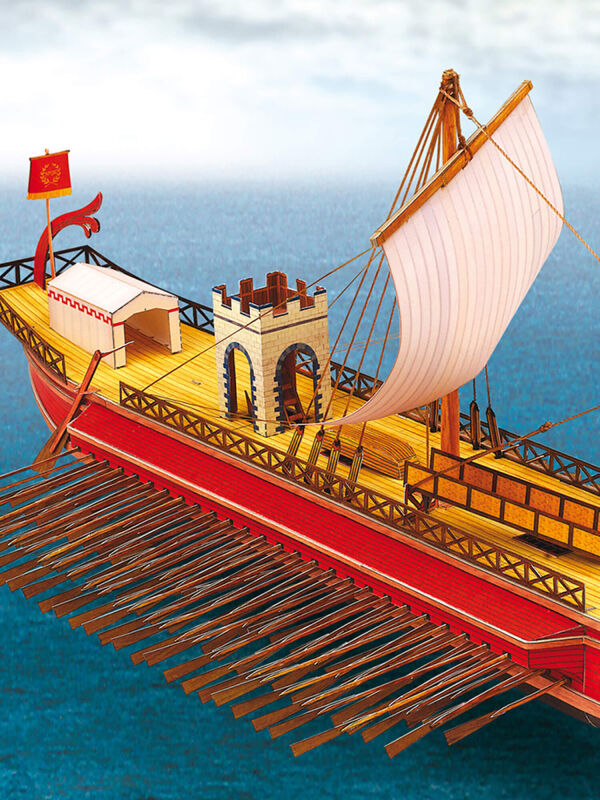 Schreiber-Bogen, römisches Schlachtschiff Quinquereme, Kartonmodellbau