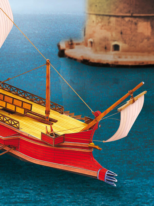 Schreiber sheet, Roman battleship Quinquereme, cardboard model making