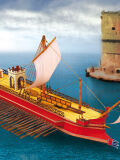Schreiber bow, Roman battleship Quinquereme, cardboard model making, paper model, papercraft, DIY paper crafting