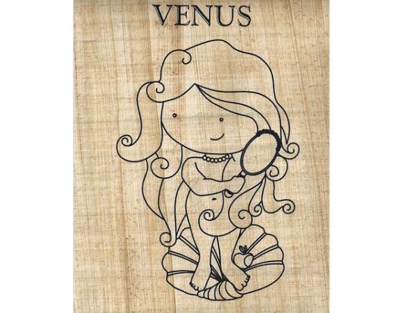 la diosa romana Venus, 15x10cm pintura sobre papiro real