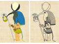 Egipto Dios Thoth, 15x10cm Dibujo para colorear en papiro...