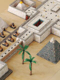 Schreiber sheet, Egyptian pyramid with valley temple, cardboard model making