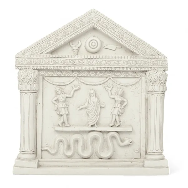 Relief Lararium Haus der Vettier, Pompeji-Hauskult mit Lares und Genius, Wandrelief Replik 30x28cm