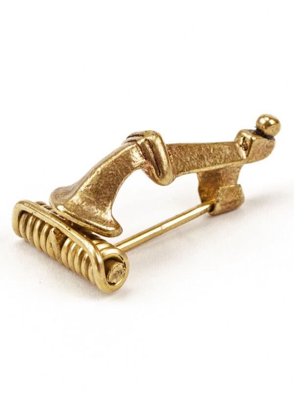 Broche perfilado, color bronce, aguja de hilo romana