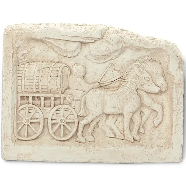 Relieve Carro Viajero con Caballo y Carro, Decoración Romana Antigua para Pared