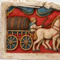Relieve Carro Viajero con Caballo y Carro, Decoración Romana Antigua para Pared