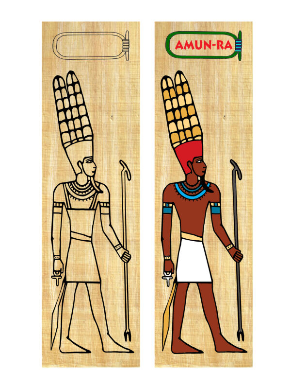 Marcador de libros tinker Egipto dios Amón Re, 19x5cm papel de impresión de papiro