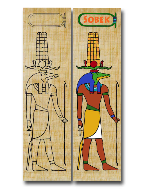 Señal de lectura Egipto God Sobek, 19x5cm papel de impresión de papiro