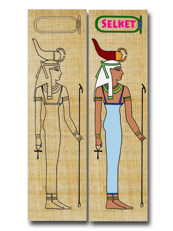 Lesezeichen basteln Ägypten Gott Selket, 19x5cm...