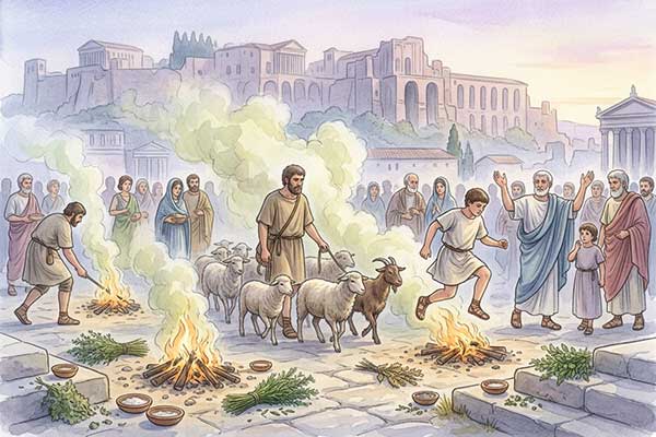Parilia Feuer Hirten Gründung Roms Palatin Natale di Roma antike Darstellung