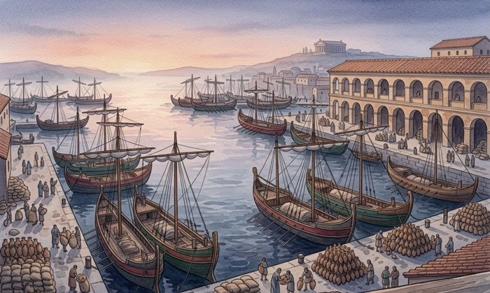 Kalendae Augustae: Getreideschiffe aus Ägypten am Tiberhafen